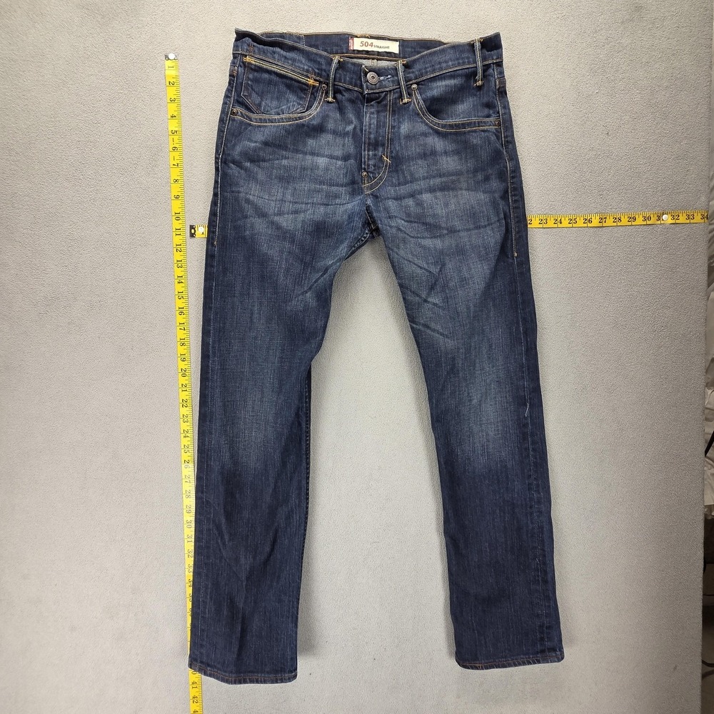 Vintage Levis 504 Jeans Mens 32x32 Blue Straight Engineered Dark Wash Zip Fly
